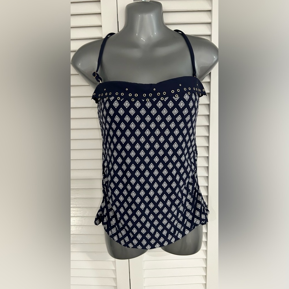 Anne Cole navy and white tankini top size medium